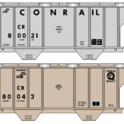 Conrail Covered Hopper 2 Bay PS2 MOW Sand Service Decals