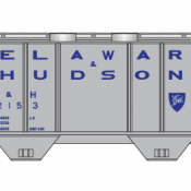 Delaware Hudson Covered Hopper 2 Bay PS2 Gray Small Logo