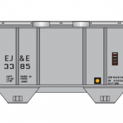 Elgin Joliet Eastern Covered Hopper 2 Bay PS2 Gray Decals