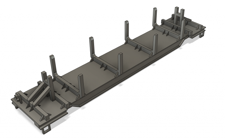 N Scale – Steel Mill Log Bunk Slab Flat Car | CMR Products