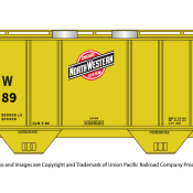 Chicago Northwestern 2 Bay Yellow PS2 Covered Hopper Decals