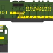 Reading Northern CF7 Yellow Stripe Scheme Decals