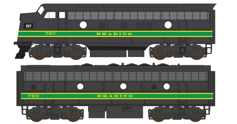 Reading Lines Bright Green Striping F7 Locomotive Decals | CMR Products