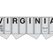 Virginian H21a Open Hopper Black Lettering Decals