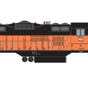 Milwaukee Road GP9 Locomotive without Lettering Decals