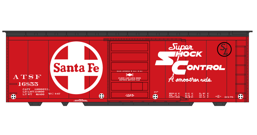 ND-2517_Santa_Fe_Modern_40ft_Box_Car_White_Super_Shock_Layout