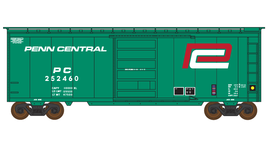 ND-2610_Penn_Central_40ft_Red_P_Box_Car_Layout